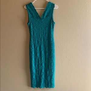 Teal midi lace dress